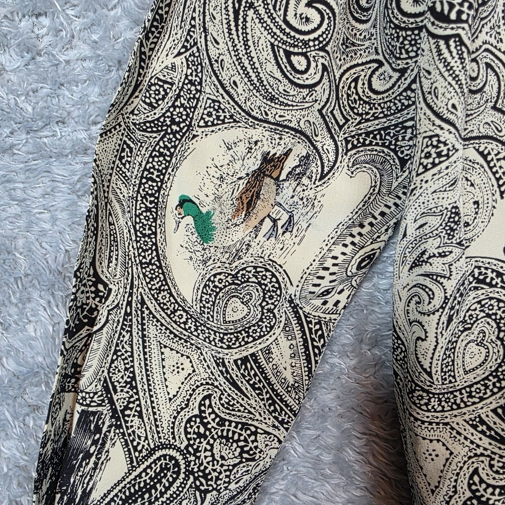 Vtg 100% Silk Top Pogia by d Polimeni Toile Hunting Field Fowl Dark Academia 4 - Picture 12 of 12